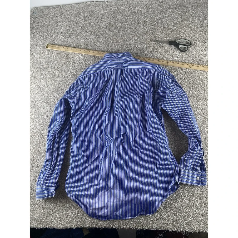 Polo Ralph Lauren Blue/White Striped Shirt Mens S Blue Pony Preppy Cotton Work